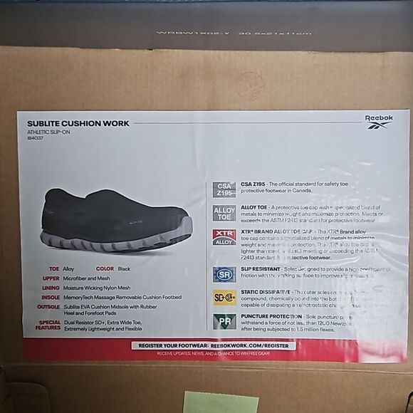 Reebok Men's Sublite Cushion Athletic Work Safety Shoes 4W 6.5 Black - Picture 4 of 16